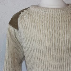 Vintage 1960 Wool Sweater Suede Patch